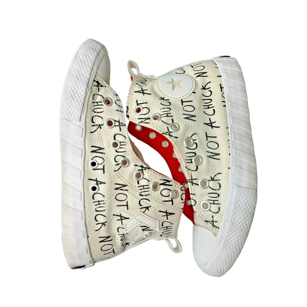Converse Not A Chuck Youth Size 2 White Canvas High Top Sneakers 373170C